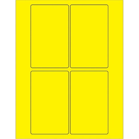 Officespace 3 x 5 in. Fluorescent Yellow Rectangle Laser Labels, 400PK OF2822223